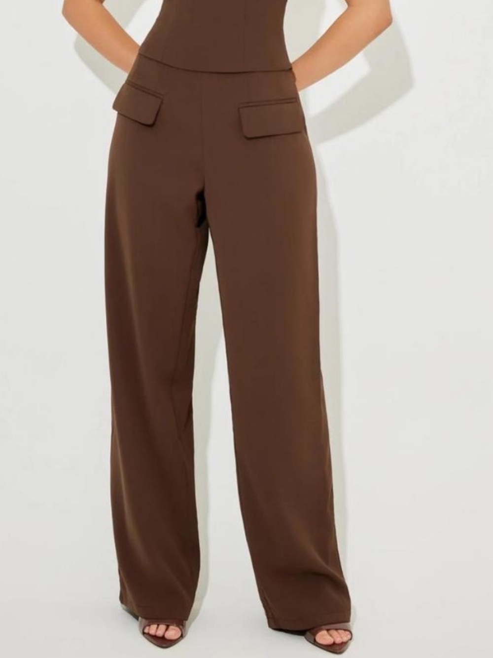 Odd Muse Chocolate Wide Leg High Rise Trousers